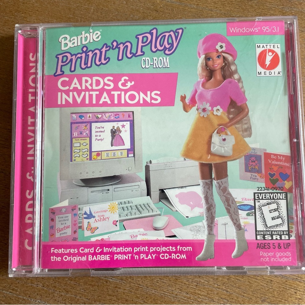 RARE Barbie Print 'n Play CD-ROM 1996